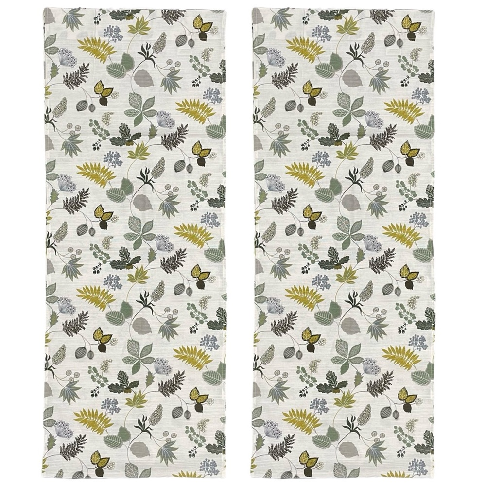 HEMTEX Botanical Leaves Decorative Narrow Panel Curtain Set 1.5’ x 7.9’